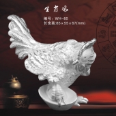 十二生肖雞純銀擺件、純銀制品加工生產(chǎn)廠家