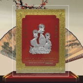 年年有余純銀屏風(fēng)擺件